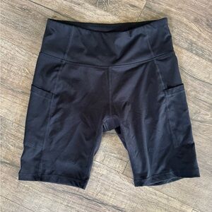 Baleaf Womens Black Athletic 8” Biker High Waisted Shorts w Pockets Size Medium